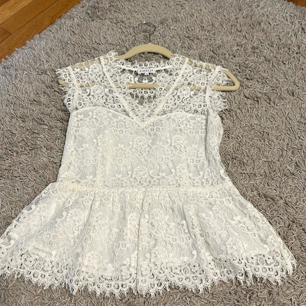 Claudine Pierrot while lace peplum top